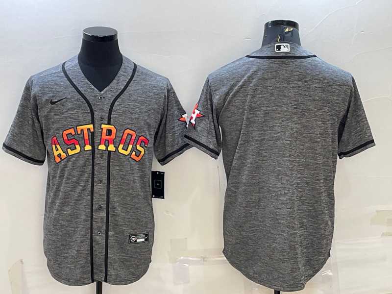 Mens Houston Astros Blank Grey With Patch Cool Base Stitched Baseball Jersey->houston astros->MLB Jersey